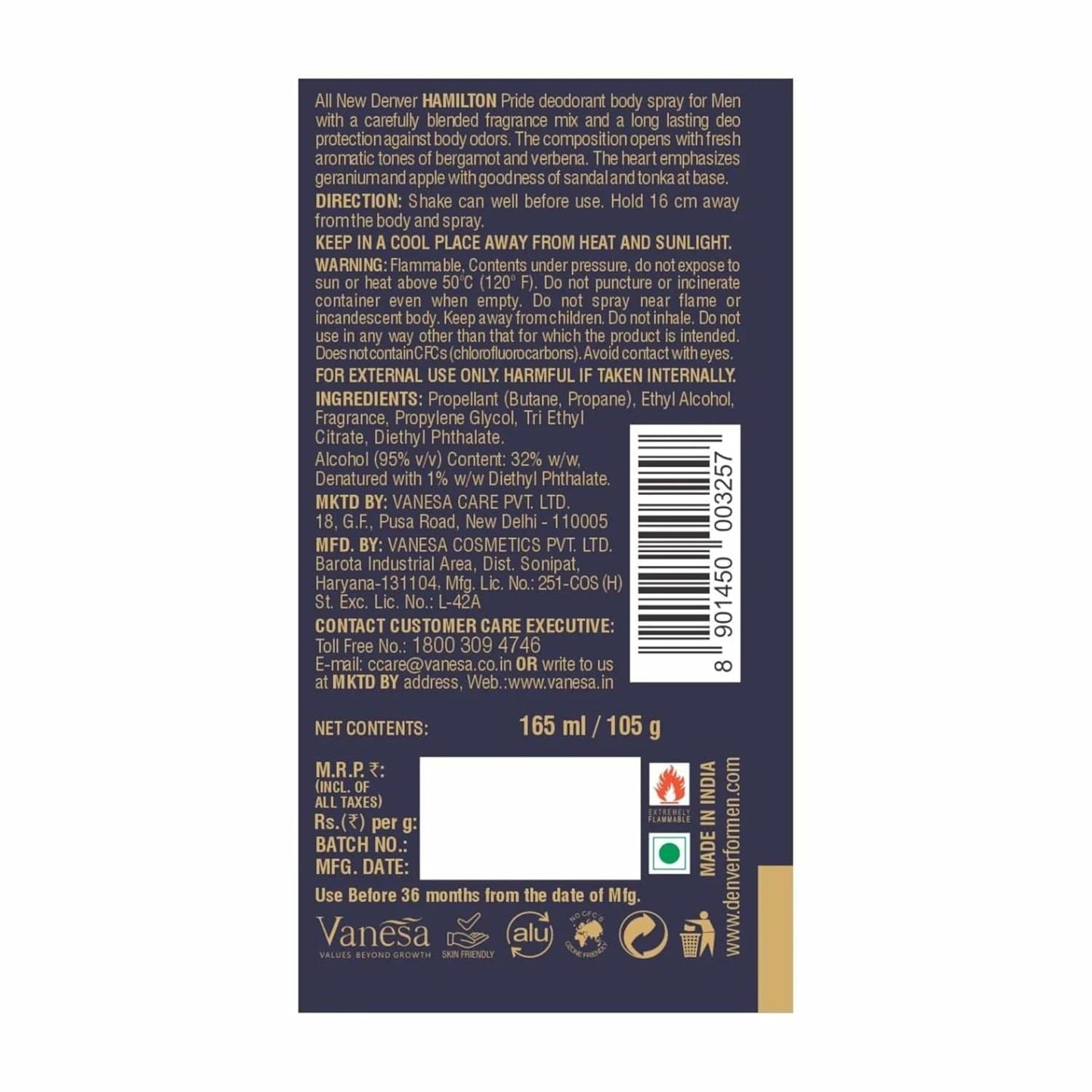 Deodorant Body Spray 165Ml Pride Hamilton